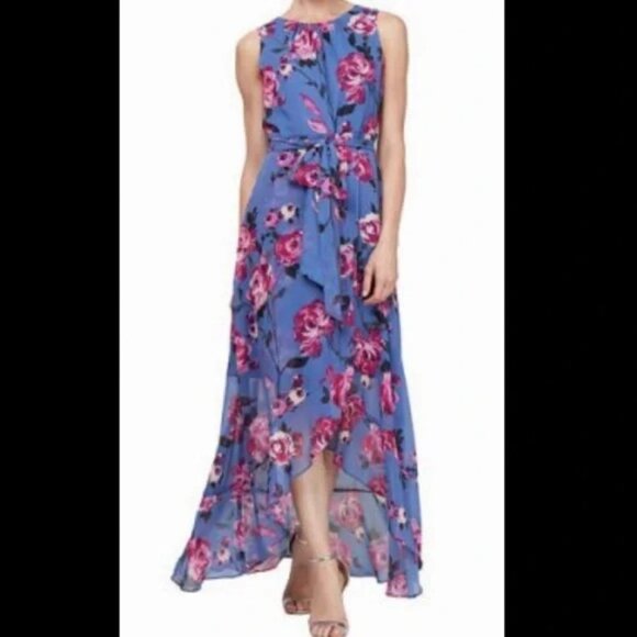 New SLKNY Purple Floral High Low Dress P5397 - Picture 1 of 10